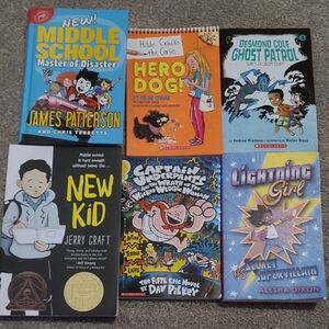 Middle Grade Book Lot (6) - New Kid, Captain Underpants, James Patterson